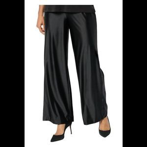 Attitudes by Renee Women's Fluid Satin Pull On Wide-Leg Pants Black - Petite